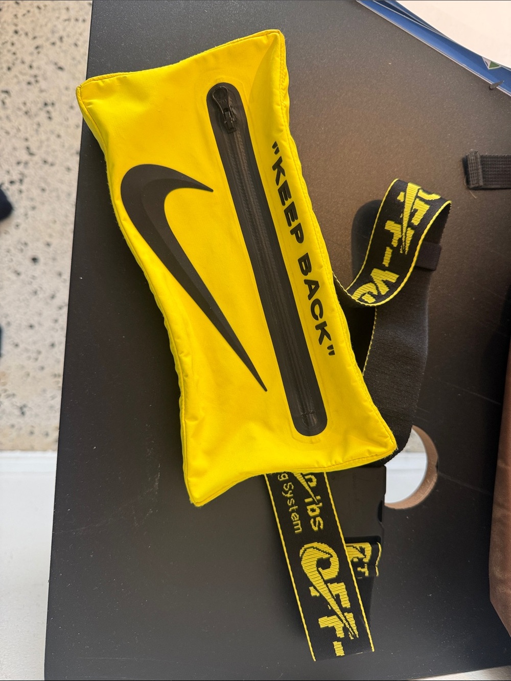Off-White “KEEP BACK” Yellow and Black Belt Bag